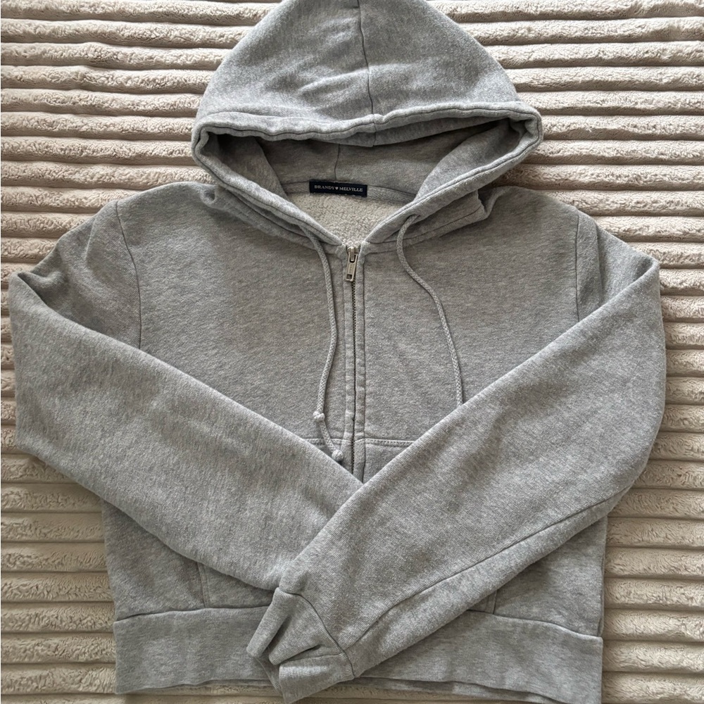 Brandy Melville John Galt Grey Crystal cropped zip up